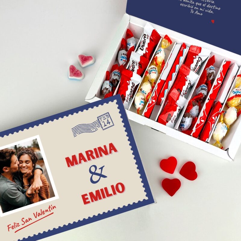 Caja de Dulces con Foto Ilustrada y Nombres personalizada