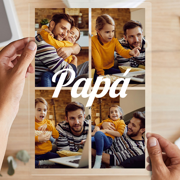Lámpara Papá con Collage 4 Fotos personalizada