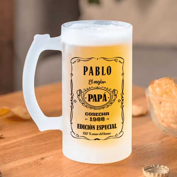 Jarra de Cerveza Etiqueta Whisky personalizada