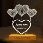 Lámpara Corazón Globos con Nombre y Fecha personalizada Miniatura de Lámpara Corazón Globos con Nombre y Fecha personalizada