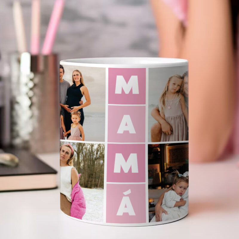 Taza Mamá Cubos con Cuatro Fotos personalizada Taza Mamá Cubos con Cuatro Fotos personalizada