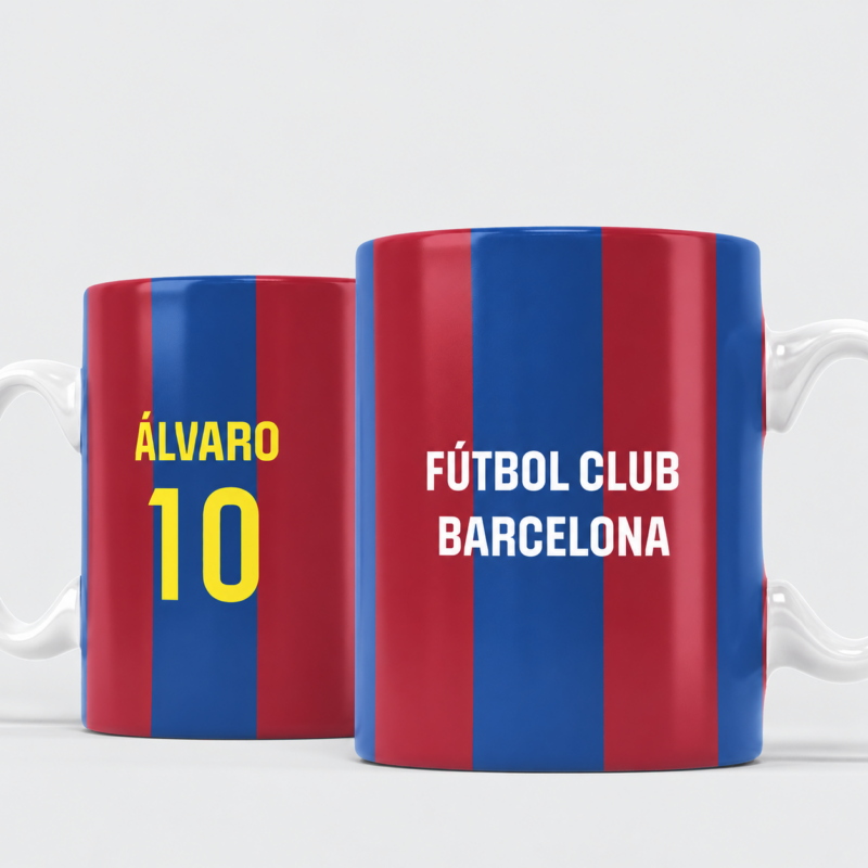 Taza Equipo Fútbol Barcelona con Nombre personalizada Taza Equipo Fútbol Barcelona con Nombre personalizada