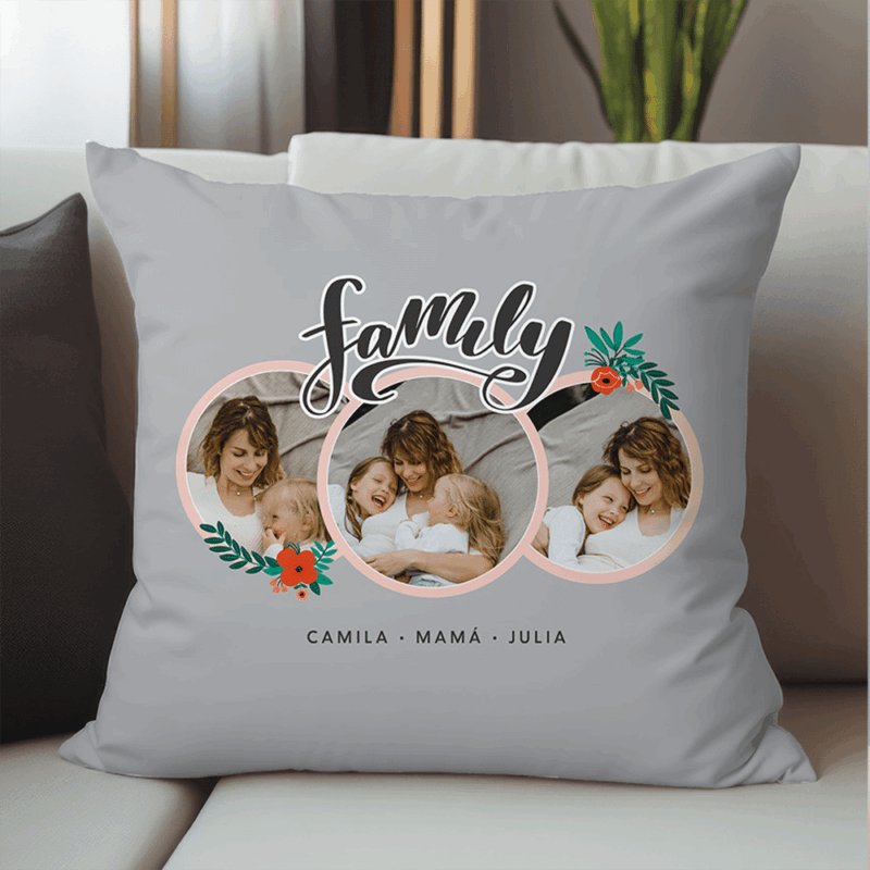Cojín Family con Fotos y Texto personalizado Cojín Family con Fotos y Texto personalizado