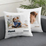 Cojín Corazones con Foto y Fecha personalizado Miniatura de Cojín Corazones con Foto y Fecha personalizado