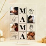 Placa Mamá con Cuatro Fotos y Siluetas personalizada Miniatura de Placa Mamá con Cuatro Fotos y Siluetas personalizada