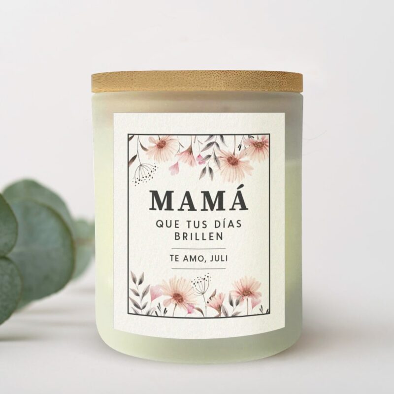 Vela Flores con Textos personalizada Vela Flores con Textos personalizada