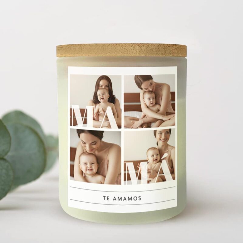 Vela Collage con Cuatro Fotos personalizada
