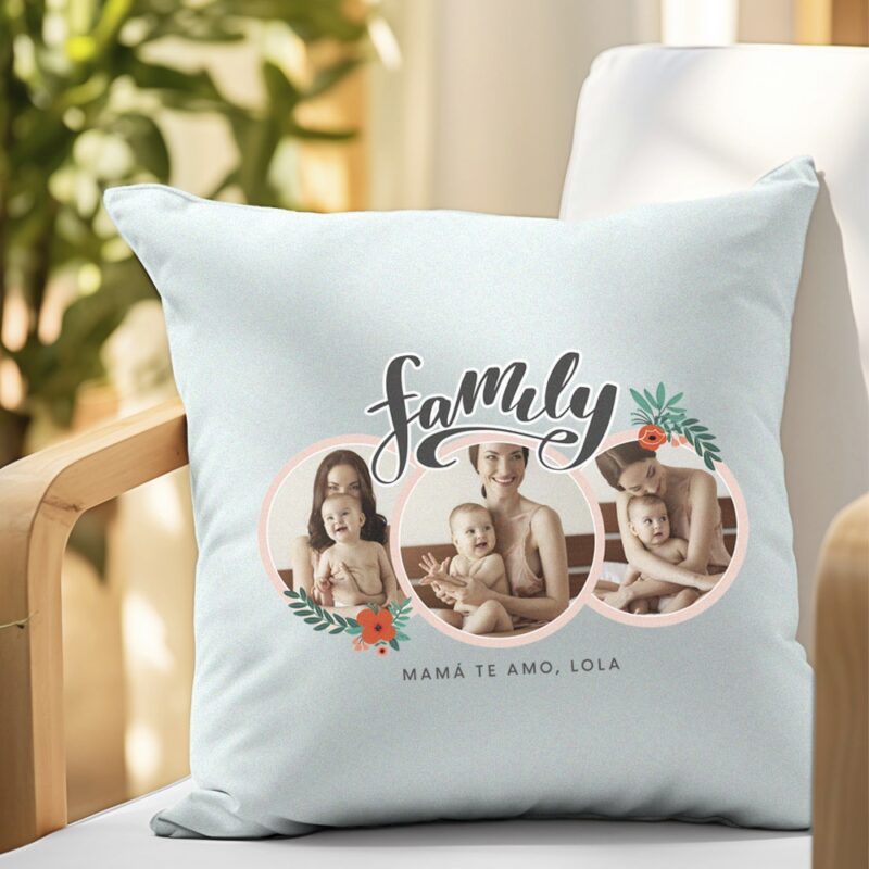 Cojín Family con Fotos y Texto personalizado