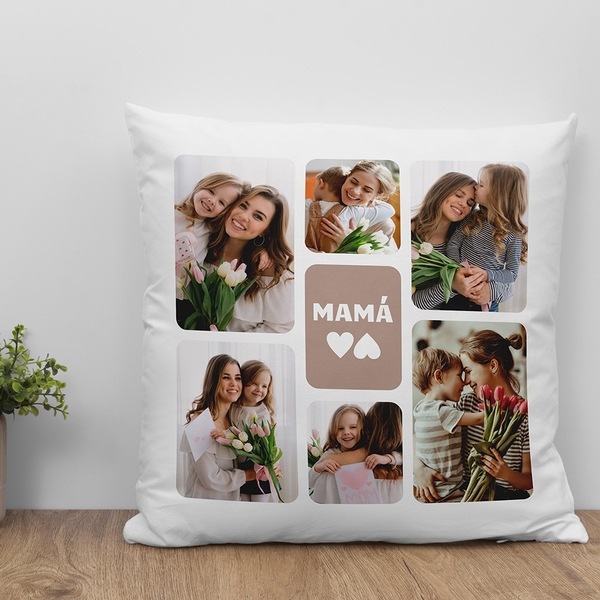 Cojín Mamá con Seis Fotos personalizado