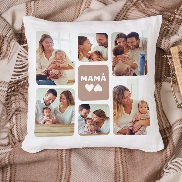 Cojín Mamá con Seis Fotos personalizado