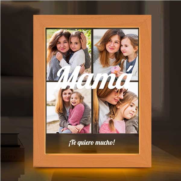 Lámpara Mamá Collage con Cuatro Fotos personalizada
