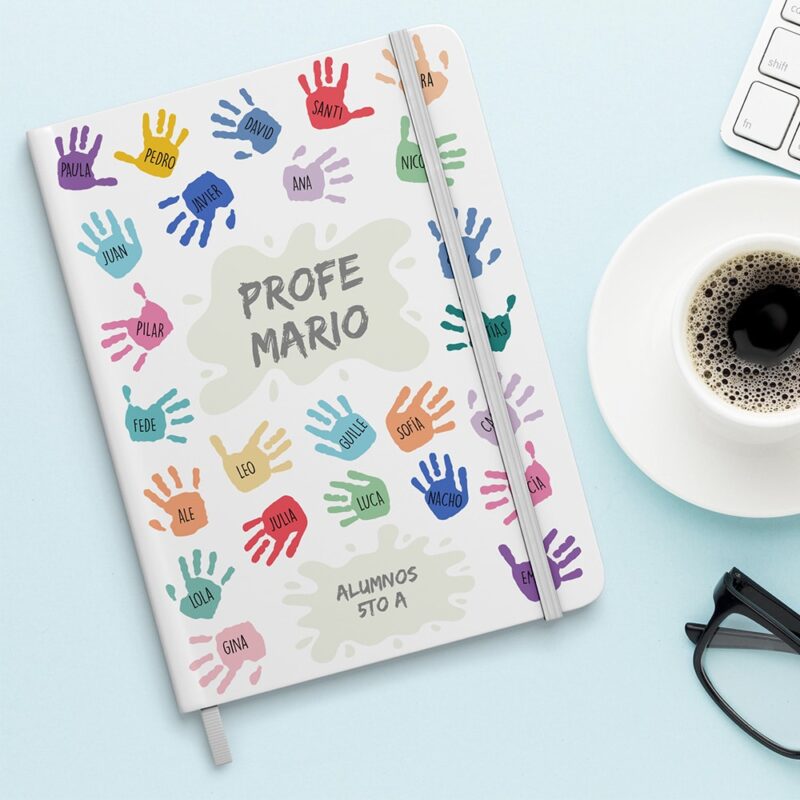 Libreta Manos de Colores con Nombres y Texto personalizado
