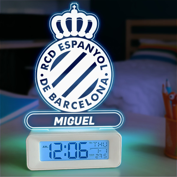 Reloj Despertador con Luz Escudo Español personalizado