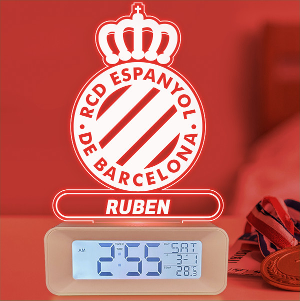 Reloj Despertador con Luz Escudo Español personalizado