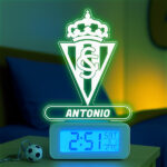 Miniatura de Reloj Despertador con Luz Escudo Sporting de Gijón personalizado