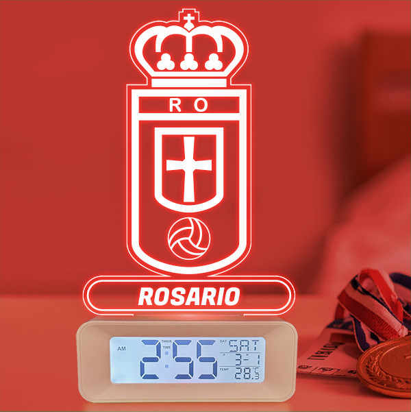 Reloj Despertador con Luz Escudo Oviedo personalizado