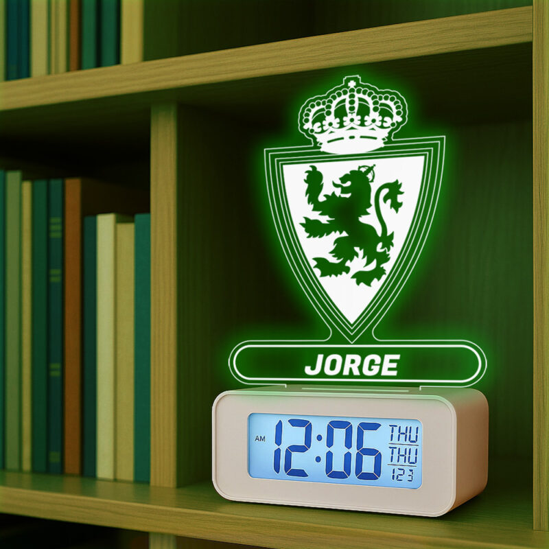 Reloj Despertador con Luz Escudo Zaragoza personalizado
