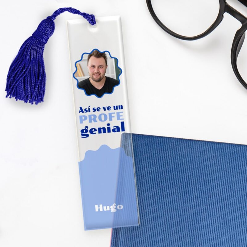 Marcapáginas Profe Genial con Foto y Texto personalizado Marcapáginas Profe Genial con Foto y Texto personalizado