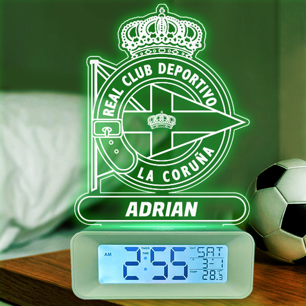 Reloj Despertador con Luz Escudo Coruña personalizado