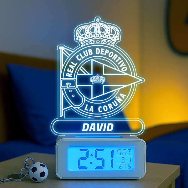 Reloj Despertador con Luz Escudo Coruña personalizado