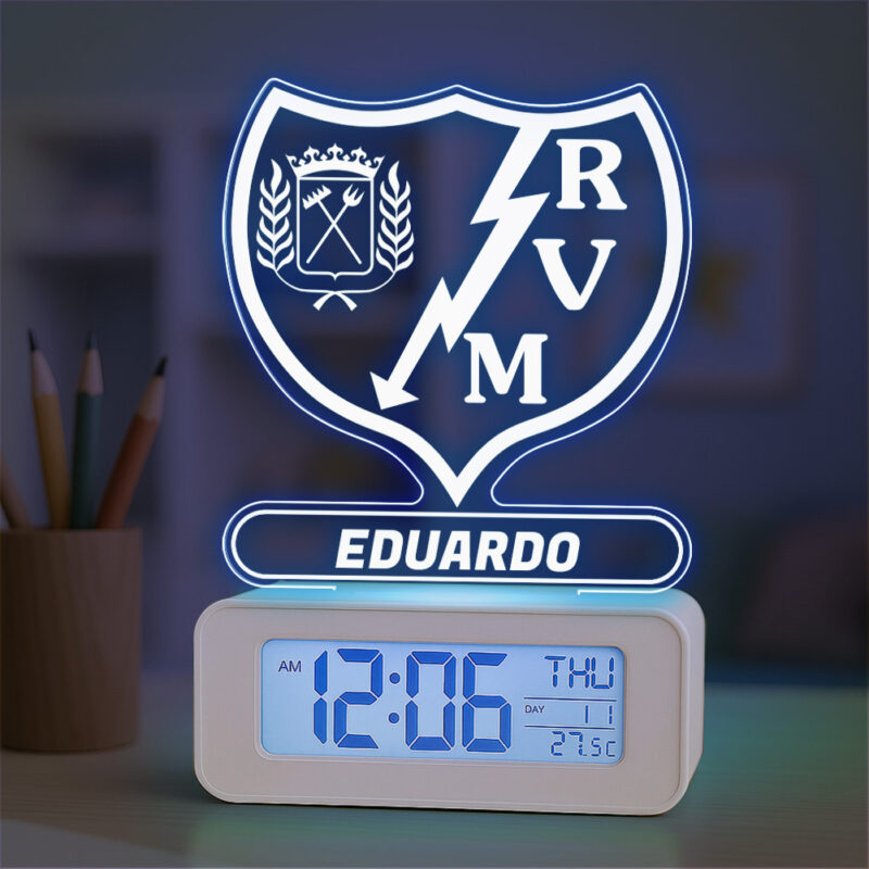 Reloj Despertador con Luz Escudo Rayo Vallecano personalizado
