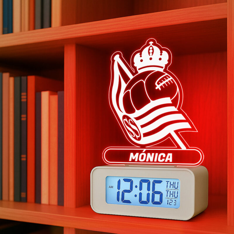 Reloj Despertador con Luz Escudo Real Sociedad personalizado