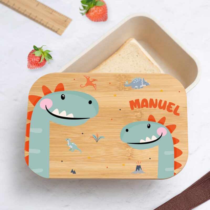 Fiambrera con Tapa de Madera Infantil Animales de Colores personalizada Fiambrera con Tapa de Madera Infantil Animales de Colores personalizada