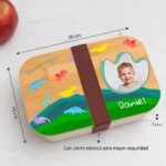 Miniatura de Fiambrera con Tapa de Madera Infantil Dinosaurios personalizada