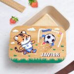 Fiambrera con Tapa de Madera Infantil Fútbol personalizada Miniatura de Fiambrera con Tapa de Madera Infantil Fútbol personalizada