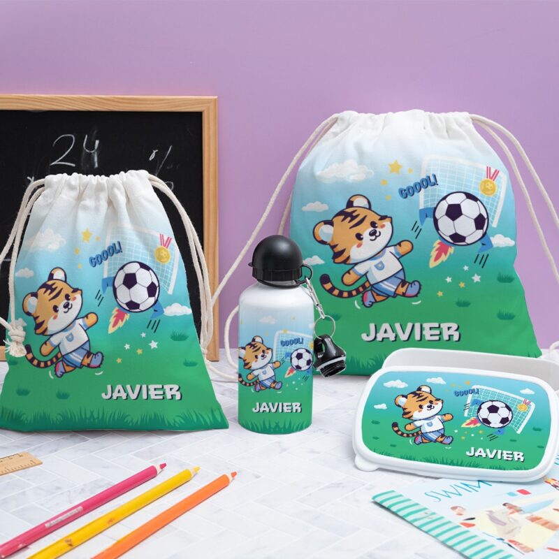 Fiambrera con Tapa de Madera Infantil Fútbol personalizada