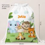 Miniatura de Mochila Saco Infantil Animales Selva personalizada