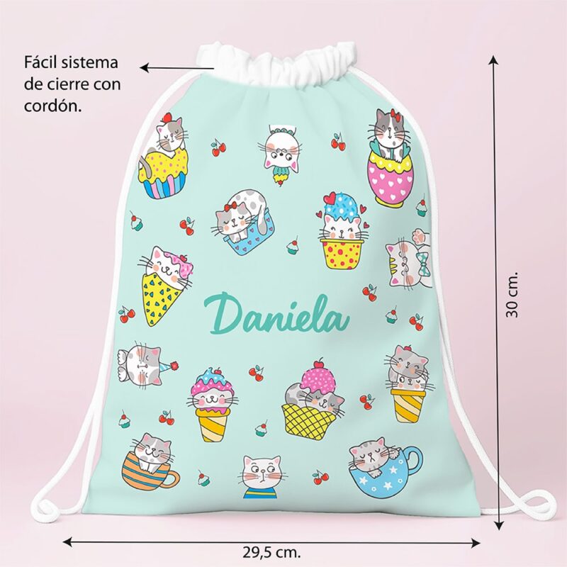 Mochila Saco Infantil Gatitos personalizada