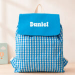 Mochila Saco Infantil Cuadros Azules personalizada Miniatura de Mochila Saco Infantil Cuadros Azules personalizada