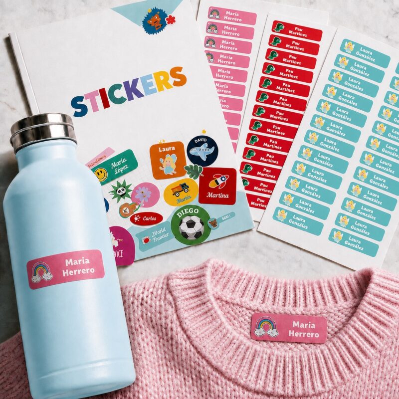 Pack de Etiquetas Adhesivas Infantiles para Ropa y Objetos con Nombre personalizadas Pack de Etiquetas Adhesivas Infantiles para Ropa y Objetos con Nombre personalizadas