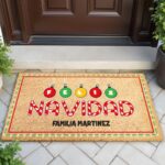 Felpudo Bolas de Navidad con Texto personalizado Miniatura de Felpudo Bolas de Navidad con Texto personalizado