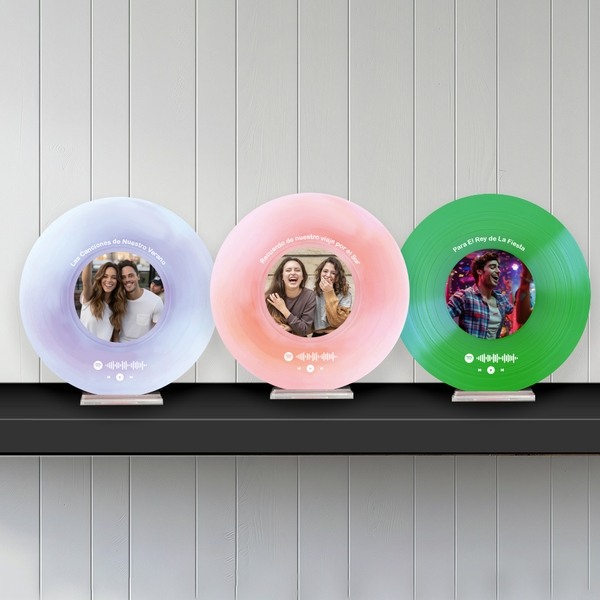 Placa Disco Vinilo de Colores Spotify con Foto y Texto personalizada