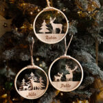 Pack de Tres Adornos de Madera Bastidor con Renos y Nombres personalizado Miniatura de Pack de Tres Adornos de Madera Bastidor con Renos y Nombres personalizado