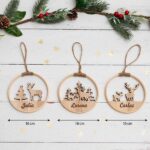 Miniatura de Pack de Tres Adornos de Madera Bastidor con Renos y Nombres personalizado