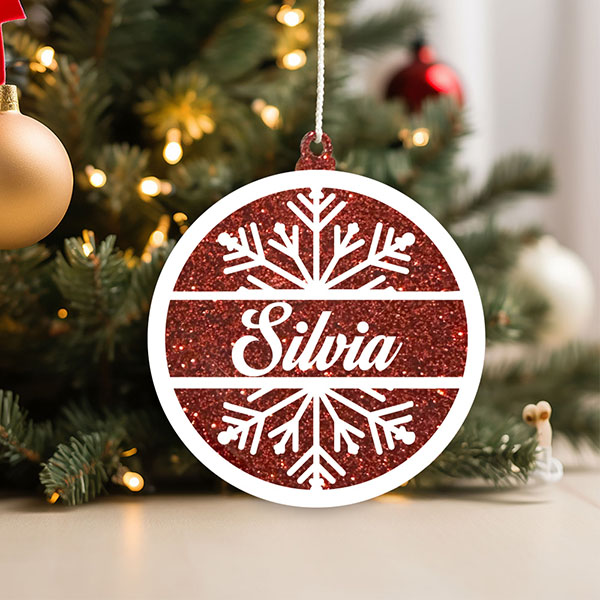 Pack de Adornos para Árbol de Navidad Purpurina con Nombre personalizado