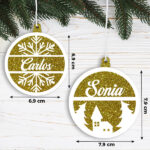 Miniatura de Pack de Adornos para Árbol de Navidad Purpurina con Nombre personalizado
