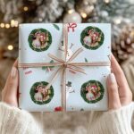 Papel de Regalo Hojas con Foto y Texto personalizado Miniatura de Papel de Regalo Hojas con Foto y Texto personalizado