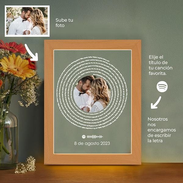 Placa con Letras Canción Spotify en Espiral y tu Foto personalizada