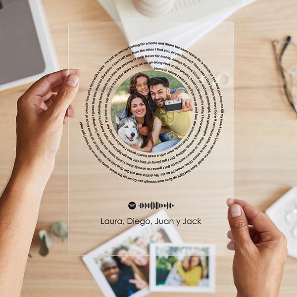 Placa con Letras Canción Spotify en Espiral y tu Foto personalizada