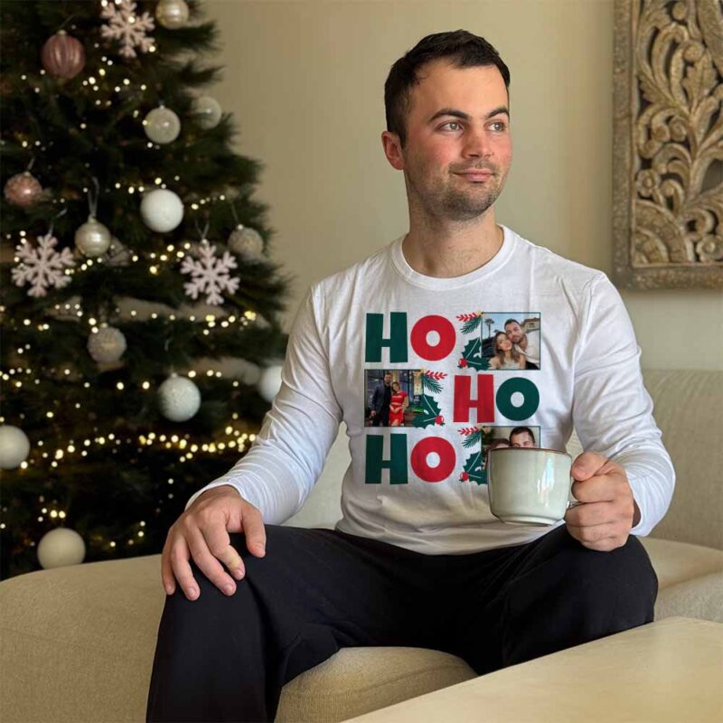 Pijama HO HO HO con Tres Fotos personalizadas