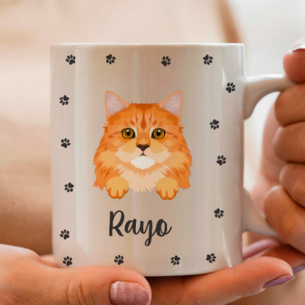 Taza Patitas con Nombre de Mascota personalizada