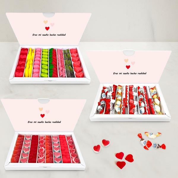 Caja de Dulces Polaroid Corazones con Foto y Texto personalizada