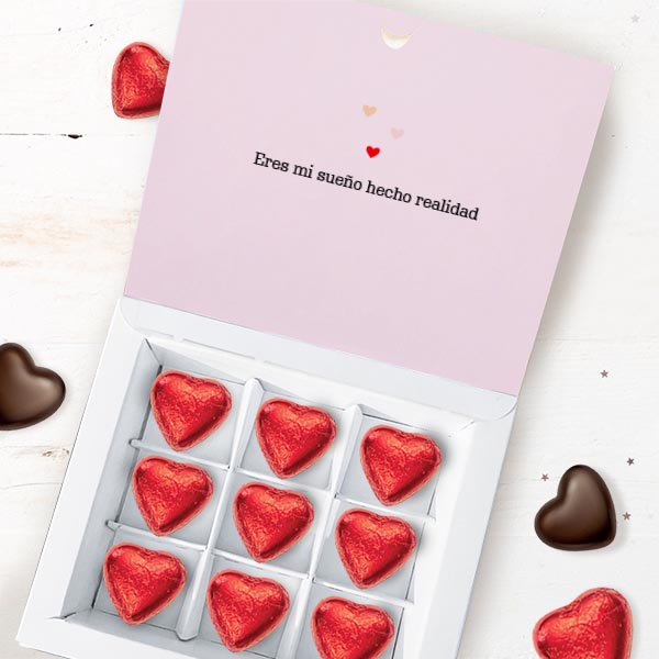 Caja de Dulces Polaroid Corazones con Foto y Texto personalizada