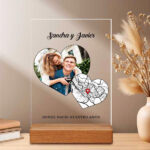 Placa Corazones con Mapa del Amor y Fotos personalizada Miniatura de Placa Corazones con Mapa del Amor y Fotos personalizada