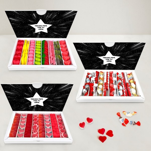 Caja de Dulces Mejor Papá de la Galaxia con Fotos y Texto personalizada