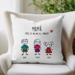 Cojín Muñecos con Texto personalizado Miniatura de Cojín Muñecos con Texto personalizado